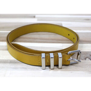 Rebecca Minkoff Belt Skinny Yellow Genuine Leather Silver Buckle Women's Size XL